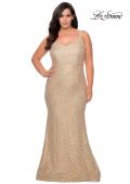 Picture of: Stretch Lace Curve Prom Dress with Rhinestones in Nude, Style: 28798, Detail Picture 1