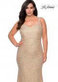 Picture of: Stretch Lace Curve Prom Dress with Rhinestones in Nude, Style: 28798, Detail Picture 4