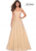 Picture of: Rhinestone A-Line Tulle Prom Dress in Nude, Style: 27608, Main Picture