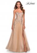 Picture of: Strapless Tulle Dress with Cascading Floral Detail in Nude, Style: 28599, Main Picture