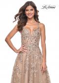 Picture of: Gorgeous Sequin Beaded Floral A-Line Tulle Dress in Nude, Style: 32052, Main Picture