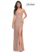 Picture of: Stretch Sequin Fitted Prom Dress with Open Back in Nude, Style: 32331, Main Picture