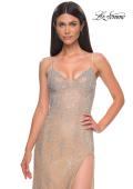 Picture of: Rhinestone Embellished Prom Dress with U Slit in Nude , Style 32366, Main Picture