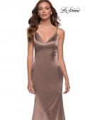Picture of: Chic Long Stretch Satin Gown with V Neck and Back in Nude, Style 29960, Detail Picture 8