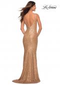Picture of: Long Stretch Sequin Gown with Low Back in Nude, Detail Picture 8