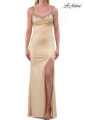 Picture of: Metallic Jersey Gown with Beaded Straps and Lace-Up Back in Nude, Style: 33664, Detail Picture 11