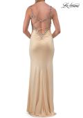 Picture of: Metallic Jersey Gown with Beaded Straps and Lace-Up Back in Nude, Style: 33664, Detail Picture 12