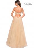 Picture of: Rhinestone A-Line Tulle Prom Dress in Nude, Style: 27608, Back Picture