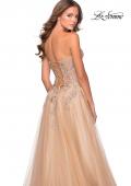 Picture of: Strapless Tulle Dress with Cascading Floral Detail in Nude, Style: 28599, Back Picture