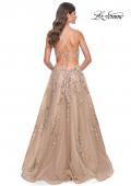 Picture of: Gorgeous Sequin Beaded Floral A-Line Tulle Dress in Nude, Style: 32052, Back Picture