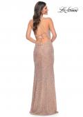 Picture of: Stretch Sequin Fitted Prom Dress with Open Back in Nude, Style: 32331, Back Picture