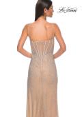 Picture of: Rhinestone Embellished Prom Dress with U Slit in Nude , Style 32366, Back Picture