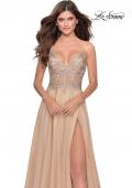 Picture of: A-line Gown with Sheer Floral Embellished Bodice in Nude, Style: 28543, Detail Picture 1