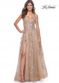 Picture of: Gorgeous Sequin Beaded Floral A-Line Tulle Dress in Nude, Style: 32052, Detail Picture 1
