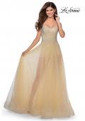 Picture of: Strapless Beaded Net Prom Dress with Sheer Bodice in Nude, Style: 28902, Detail Picture 2