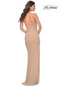 Picture of: Net Jersey Rhinestone Prom Dress with Corset Waist in Nude, Style: 32097, Detail Picture 2