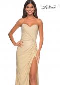 Picture of: Strapless Fitted Rhinestone Embellished Gown with Knot Detail in Nude, Style: 32175, Detail Picture 2
