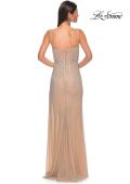 Picture of: Rhinestone Embellished Prom Dress with U Slit in Nude , Style 32366, Detail Picture 2
