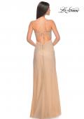 Picture of: Rhinestone Embellished Fitted Dress with Illusion Bustier Top in Nude, Style: 32435, Detail Picture 2