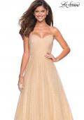 Picture of: Rhinestone A-Line Tulle Prom Dress in Nude, Style: 27608, Detail Picture 3