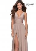 Picture of: Empire Waist Prom Gown with Deep V Neckline in Nude, Style: 28547, Detail Picture 3