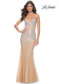 Picture of: Stunning Rhinestone Embellished Fitted Tulle Dress in Nude, Style: 32007, Detail Picture 3