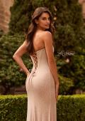 Picture of: Strapless Rhinestone Gown with Side Slit and Lace-Up Back in Nude, Style: 33879, Detail Picture 3