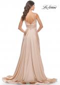 Picture of: A-Line Satin Gown with Ruched Bodice and V Neck in Nude, Style: 31505, Detail Picture 4