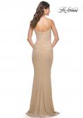 Picture of: Rhinestone Encrusted Net Jersey Gown with Ruching Detail in Nude, Style: 31932, Detail Picture 4