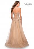 Picture of: Strapless Tulle Dress with Cascading Floral Detail in Nude, Style: 28599, Detail Picture 5