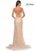 Picture of: Print Sequin Mermaid Dress with Lace Up Back in Nude, Style: 31865, Detail Picture 7