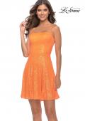 Picture of: Short Modern Skater Dress in Bright Colors in Orange, Style: 31077, Detail Picture 1