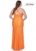 Picture of: Plus Size Sequin Prom Dress with Ruching and Slit in Orange, Style: 31162, Detail Picture 5