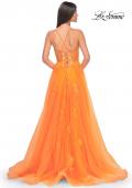Picture of: A-Line Tulle Gown with Scallop Detail Bodice and Lace Applique in Orange, Style: 32028, Detail Picture 10