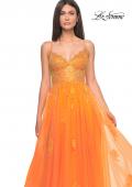 Picture of: A-Line Tulle Gown with Scallop Detail Bodice and Lace Applique in Orange, Style: 32028, Detail Picture 11