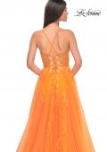 Picture of: A-Line Tulle Gown with Scallop Detail Bodice and Lace Applique in Orange, Style: 32028, Detail Picture 13