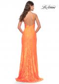 Picture of: Gorgeous Neon Lace Stretch Gown in Orange, Style: 31513, Detail Picture 2