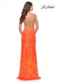 Picture of: Stretch Lace Prom Dress in Neon Pink in Orange, Style: 29987, Detail Picture 4