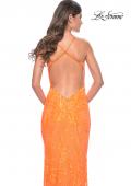 Picture of: Neon Fitted Print Sequin Pastel Prom Dress in Orange, Style: 32343, Detail Picture 4