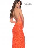 Picture of: Stretch Lace Prom Dress in Neon Pink in Orange, Style: 29987, Detail Picture 6