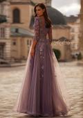 Picture of: A-line Tulle Mother of the Bride Dress with Gorgeous Beaded Lace in Orchid, Style: 32538, Back Picture