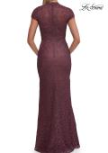 Picture of: High Neck Cap Sleeve Lace Evening Gown in Orchid, Style: 33729, Back Picture