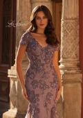Picture of: Trumpet Mother of the Bride Dress with Beaded Lace Applique in Orchid, Style: 32940, Detail Picture 3