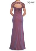 Picture of: Embroidered Lace Sleeve Gown with Keyhole Back in Orchid, Style: 33579, Detail Picture 4
