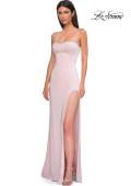 Picture of: Fitted Strapless Dress with Rhinestone Embellished Neckline and Slit in Orchid Pink, Style 32799, Detail Picture 12