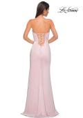 Picture of: Fitted Strapless Dress with Rhinestone Embellished Neckline and Slit in Orchid Pink, Style 32799, Detail Picture 13