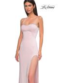 Picture of: Fitted Strapless Dress with Rhinestone Embellished Neckline and Slit in Orchid Pink, Style 32799, Detail Picture 18