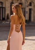 Picture of: Fitted Strapless Dress with Rhinestone Embellished Neckline and Slit in Orchid Pink, Style 32799, Detail Picture 2