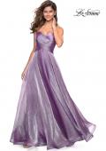 Picture of: Strapless Chiffon Dress with Criss Cross Bodice Detail in Orchid, Style: 27515, Detail Picture 5