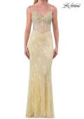 Picture of: Lace Fitted Gown with Sheer Bodice and Spaghetti Straps in Pale Yelllow, Style: 33485, Detail Picture 15